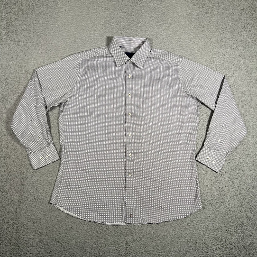 David Donahue Shirt Mens 17.5‎ 34/35 Trim Fit Casual Preppy Dress Cotton Logo